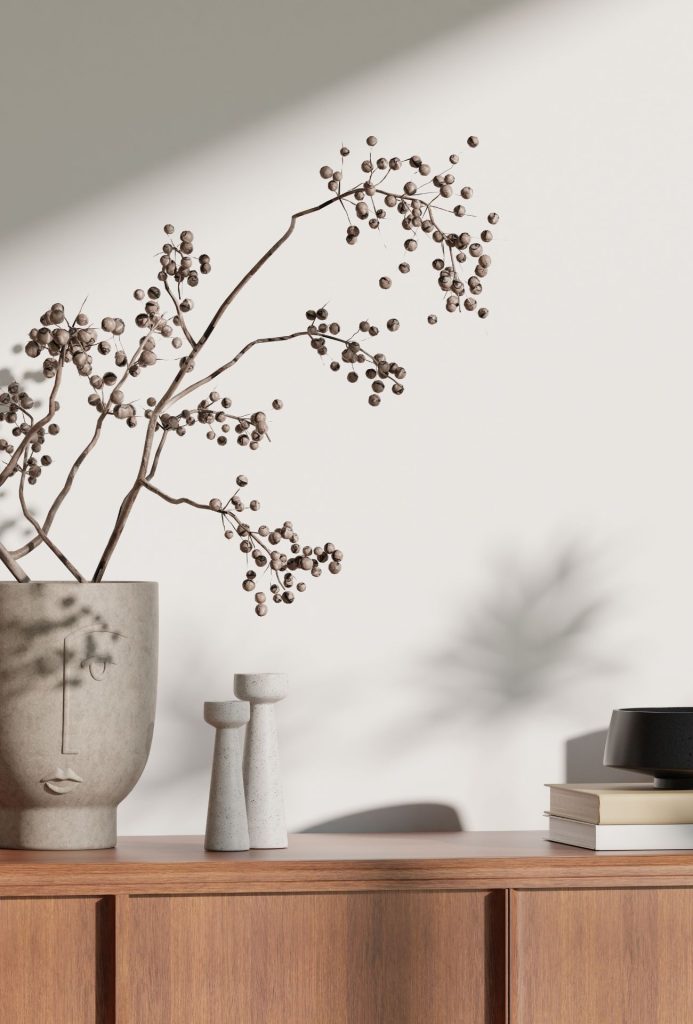 Élément décoratif floral Japandi
